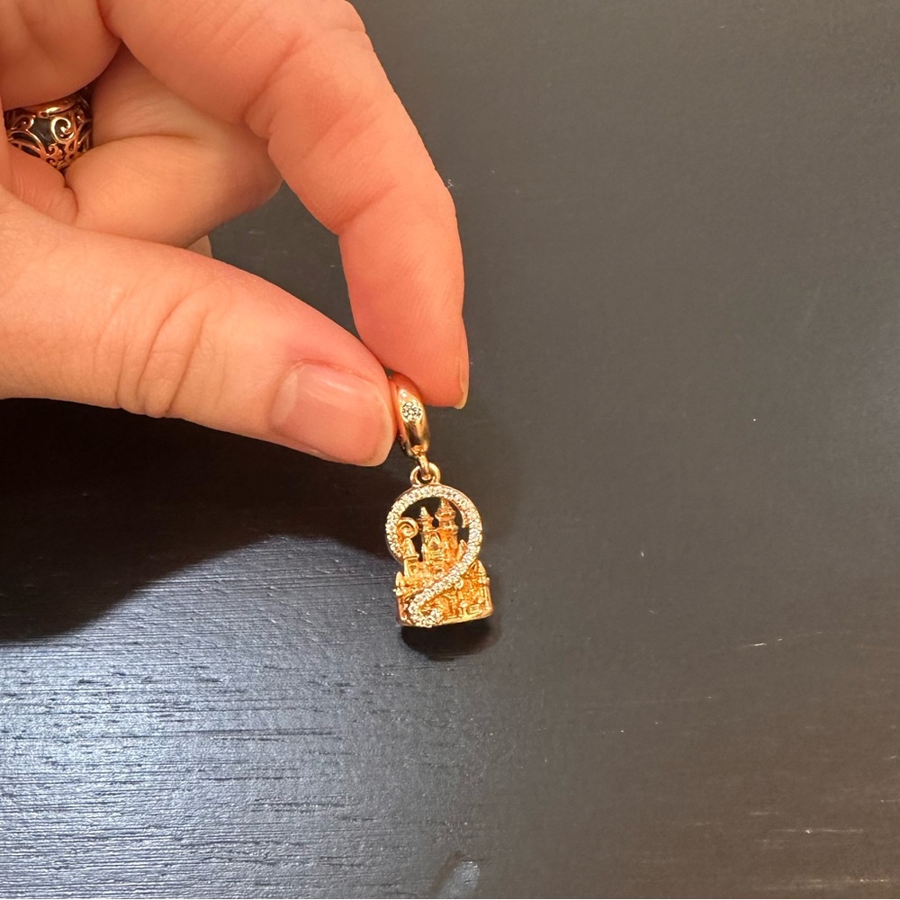 Pandora Disney Fantasyland Castle Dangle Rose Gold Charm - Picture 2 of 9